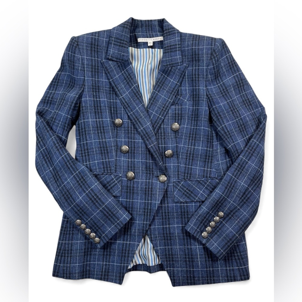 Veronica Beard -MILLER PLAID WOOL-BLEND DICKEY JACKET- BLAZER size 12 EUC